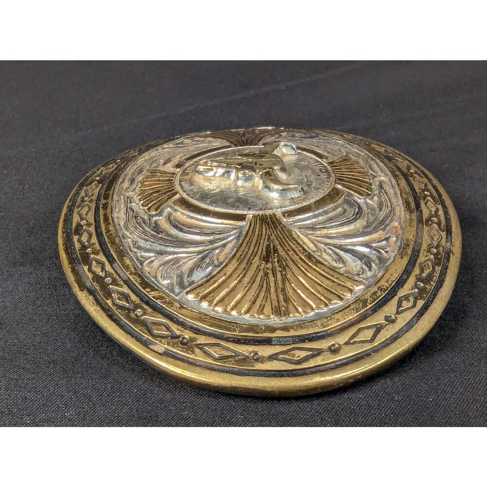 Award Design Medals Vintage Western Bull Skull Belt Buckle Silver Plated Gold... - Picture 5 of 12